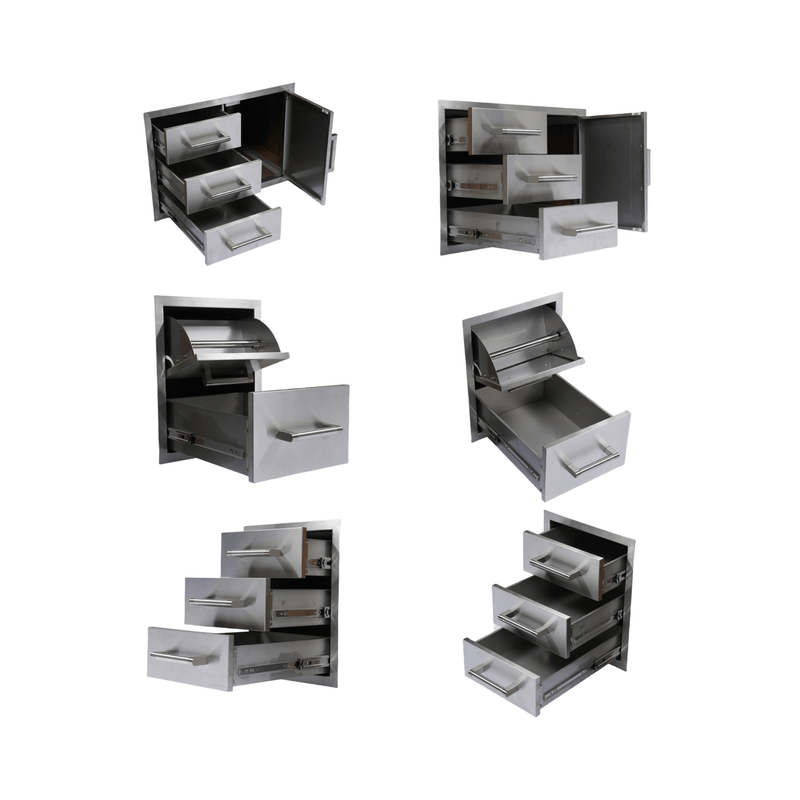 Premium Outdoor Kitchen With 32-Inch 60K BTU Built-In Stainless Steel LPG Gas Grill, Door And Drawer Combo And Stainless Steel Ice Box (SAK98661)