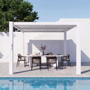 Alora Premium White Outdoor Metal Louvered Pergola With Drainage System (SAK87265) by SAKSBY WHOLESALE