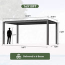 Alora Premium Gray Outdoor Metal Pergola With Louvered Roof And Drainage System (SAK76143) by SAKSBY WHOLESALE