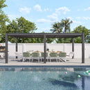 Alora Premium Gray Outdoor Metal Pergola With Louvered Roof And Drainage System (SAK76143) by SAKSBY WHOLESALE