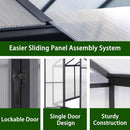 [06X12FT] Premium Polycarbonate Gray Walk-In Greenhouse Kit With Adjustable Vent And Lockable Door (SAK35264)
