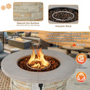 Premium Round Outdoor Propane Patio Gas Fire Pit Table W/ Lava Rock & Cover, 36" (SAK24173)