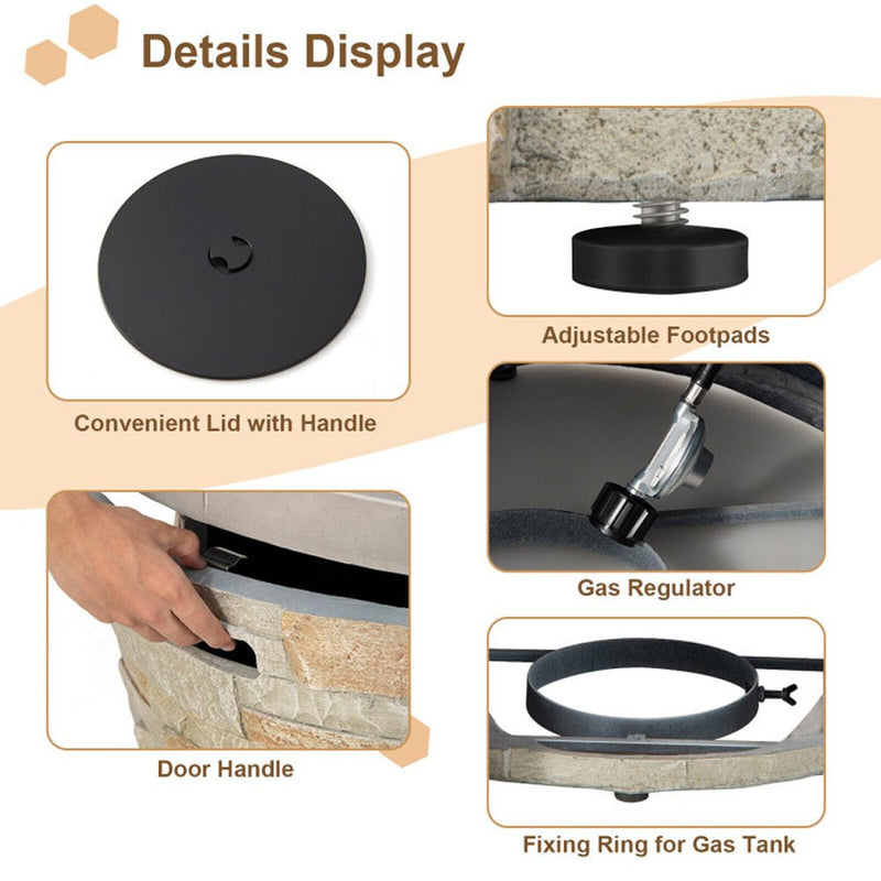 Premium Round Outdoor Propane Patio Gas Fire Pit Table W/ Lava Rock & Cover, 36" (SAK24173)