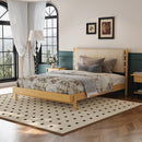 Premium Rubber Wood Platform Bed Frame, Queen Size with Headboard