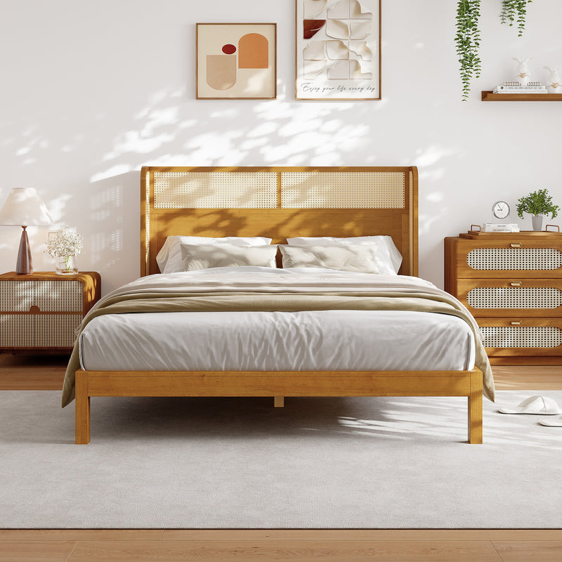 Premium Rubber Wood Platform Queen Bed Frame with Headboard, photo 3 of 13