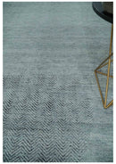 Premium Silver, gray and charcoal Contemporary Design 9x12 Hand knotted wool Area Rug by The Rug Decor