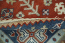 Rust Blue Beige Wool Area Rug - Hand Knotted Traditional Heriz