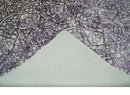 Premium Style Floral Ivory and Dark Purple 5.6x8 Handloom Wool and Viscose Area Rug