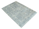 Premium Style Gray and Ivory Traditional Ikat Large design 5.6x8 Hand loom Wool and Viscose Area Rug