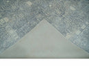 Premium Style Gray and Ivory Traditional Ikat Large design 5.6x8 Hand loom Wool and Viscose Area Rug