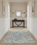 Premium Style Ivory and Charcoal Hand loom 5.6x8 Boteh Design Viscose Area Rug