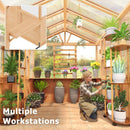 Premium Walk-In Spruce Wood Greenhouse With Pergola And Shelves (SAK75890) by SAKSBY WHOLESALE