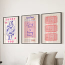 Guest Check, Playing Card Art. Retro Dopamine Set of 3 Prints by Wall Art Set