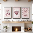 Coquette Cherry Wall Art Set of 3. Pink Romantic Decor by Wall Art Set