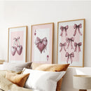 Coquette Cherry Wall Art Set of 3. Pink Romantic Decor by Wall Art Set