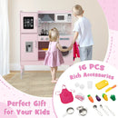 Pretend Play Kitchen for Kids with 16 Pieces Accessories-Pink by LJGDeals