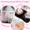 Pretend Play Kitchen for Kids with 16 Pieces Accessories-Pink by LJGDeals