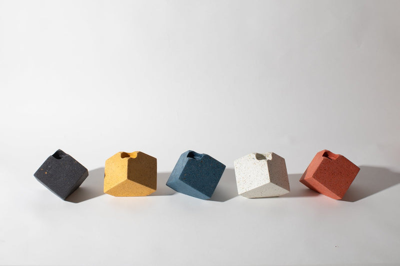 Cube Candlestick Holder | White Terrazzo