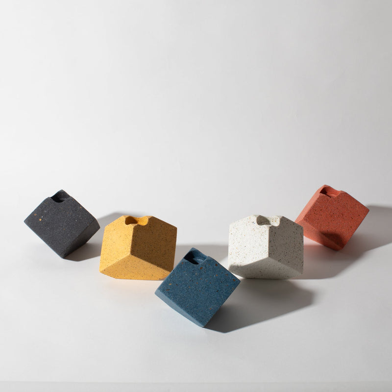 Cube Candlestick Holder | Cobalt Terrazzo