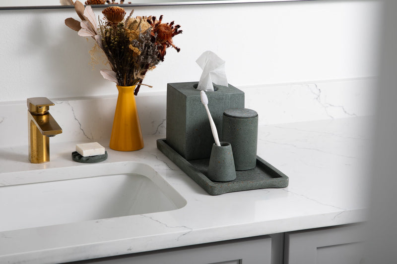 Cotton Swab Holder | Dark Green Terrazzo