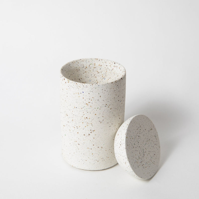 Cotton Swab Holder | White Terrazzo