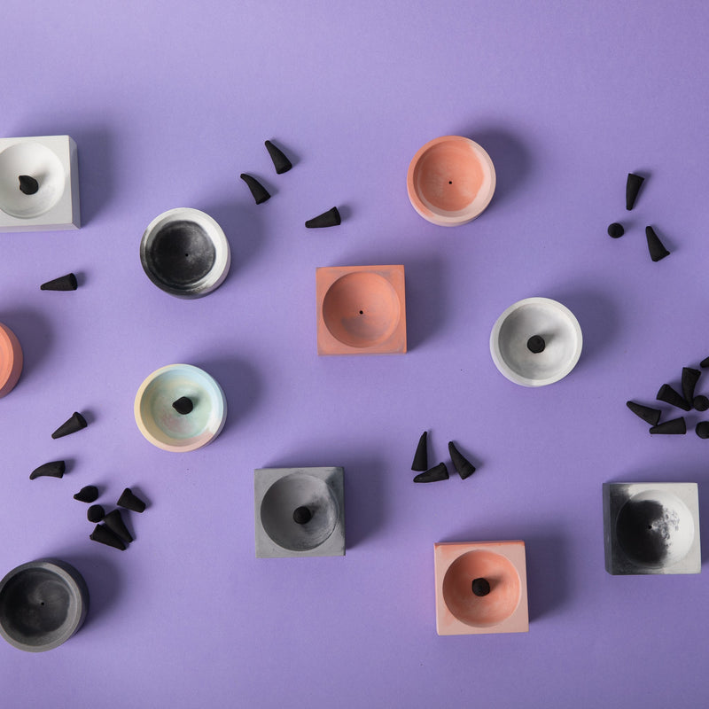 Square Incense Holder | Black & Grey