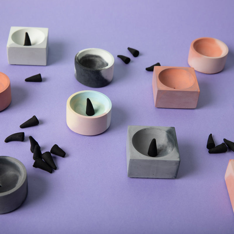 Square Incense Holder | Coral & Mauve