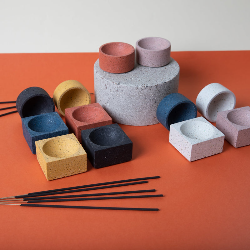 Round Incense Holder | Black Terrazzo