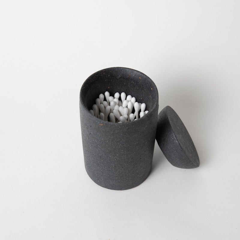 Cotton Swab Holder (w/o lid) | Black Terrazzo