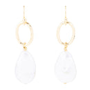 Drops of White Freshwater Pearl Golden Drop Earrings