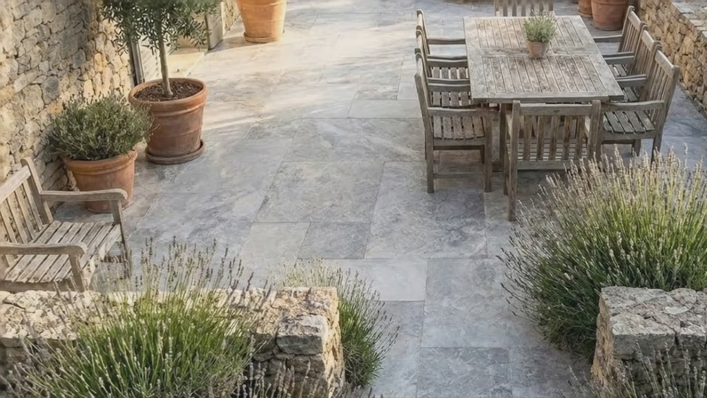 Talya Gray Marble Leather Finish Pavers (3 cm Thickness)
