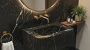 Toros Black Marble Rectangular Wall-mount Polished Sink (W)12" (L)19" (H)7"