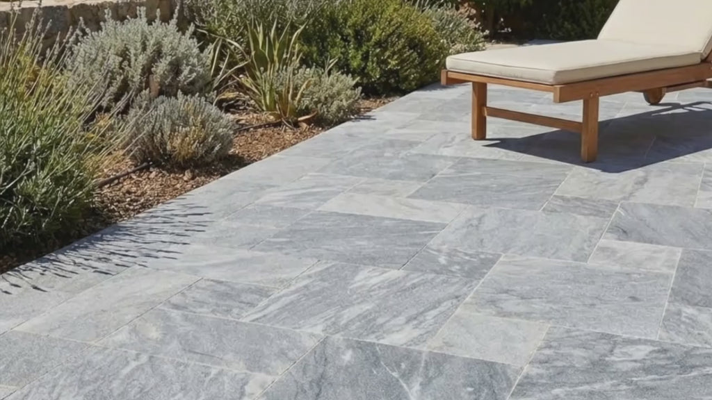 Bluestone tumbled pavers french pattern