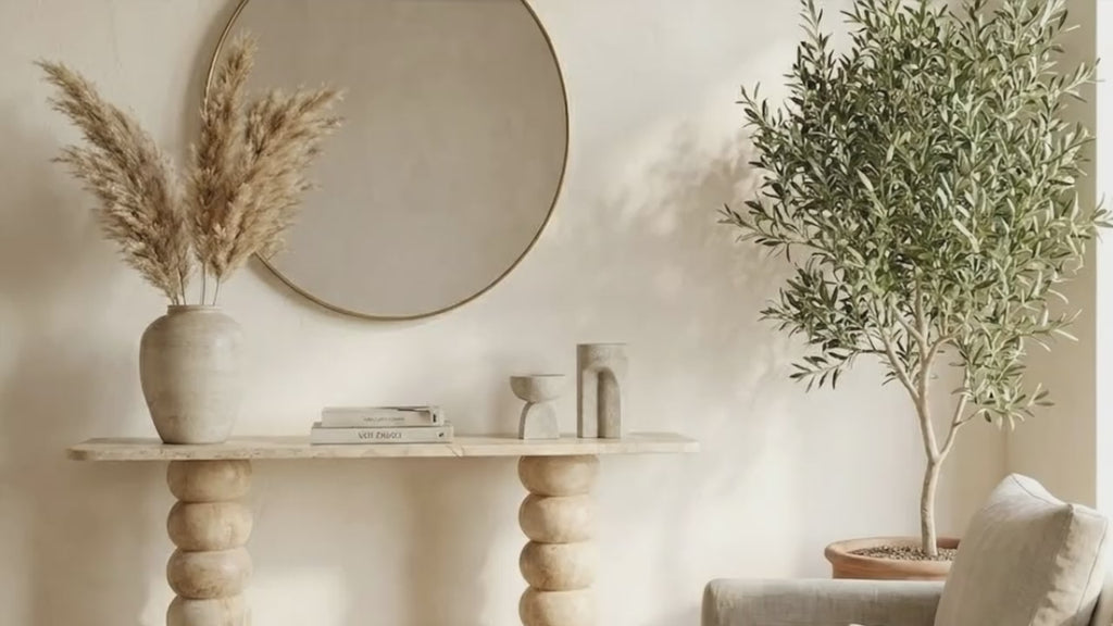 Troia Light Travertine Designer Console Honed