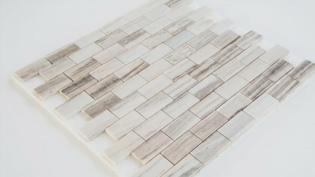 Palissandro Marble 2"x4" Polished on 12" x 12" Mesh Mosaic Tile