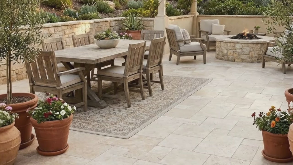Travertine Miletos Ivory Tumbled Pavers