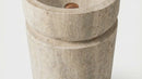 Troia Light Travertine Designer Pedestal Stand-Alone Sink (W)18" (L)18" (H)33"