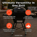 Primo Oval Large 300 All-In-One Ceramic Kamado Grill W/ Cradle, Side Shelves & Stainless Steel Grates [PGCLGC] (SAK21293) by SAKSBY.com