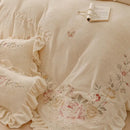 GobekUsa Butterflies & Flowers Embroidery Ruffles Princess Bedding Set - 4Pcs
