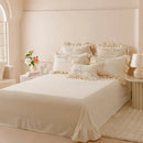 GobekUsa Butterflies & Flowers Embroidery Ruffles Princess Bedding Set - 4Pcs