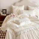 GobekUsa Flowers Embroidery Princess Wedding Lace Bedding Set 1200TC Cotton Duvet Cover Flat Sheet Pillowcases