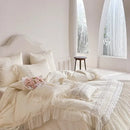 GobekUsa Flowers Embroidery Princess Wedding Lace Bedding Set 1200TC Cotton Duvet Cover Flat Sheet Pillowcases