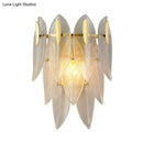 GobekUsa Prismatic Crystal Leaf Wall Sconce - Minimalist Gold Light Fixture (2 Lights)