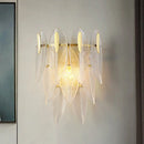 GobekUsa Prismatic Crystal Leaf Wall Sconce - Minimalist Gold Light Fixture (2 Lights)