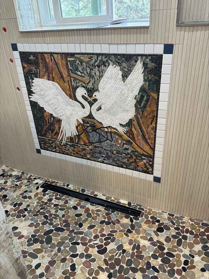 Mosaic Wall Art - Romantic Herons
