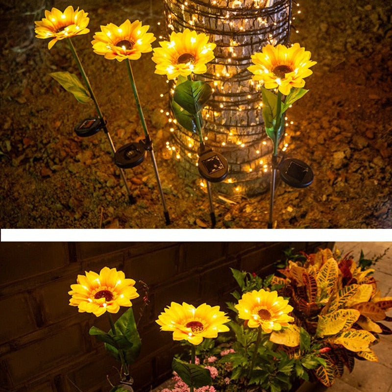 Solar Sunflower Lights 3 Pack with 9 Sunflower Lights