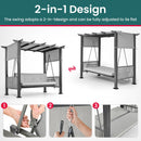 Pamapic 2 in 1 Patio Swing with 7 Pieces HDPE Dining Sets
