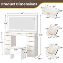 11-Drawer Makeup Vanity Desk with Gold Handles