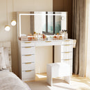 11-Drawer Makeup Vanity Desk with Glass Top
