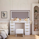 11-Drawer Makeup Vanity Desk with Glass Top